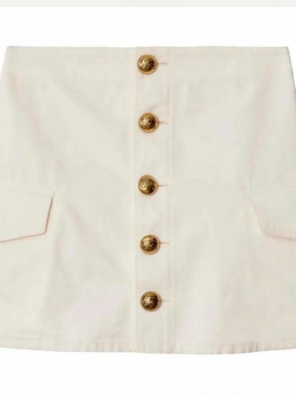 Burberry Cream Mini Skirt with Gold-Tone Buttons
